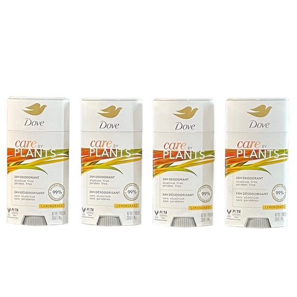 Dove Care By Plants 24h Deodorant Aluminum And Paraben Free Lemongrass Lot of 4
